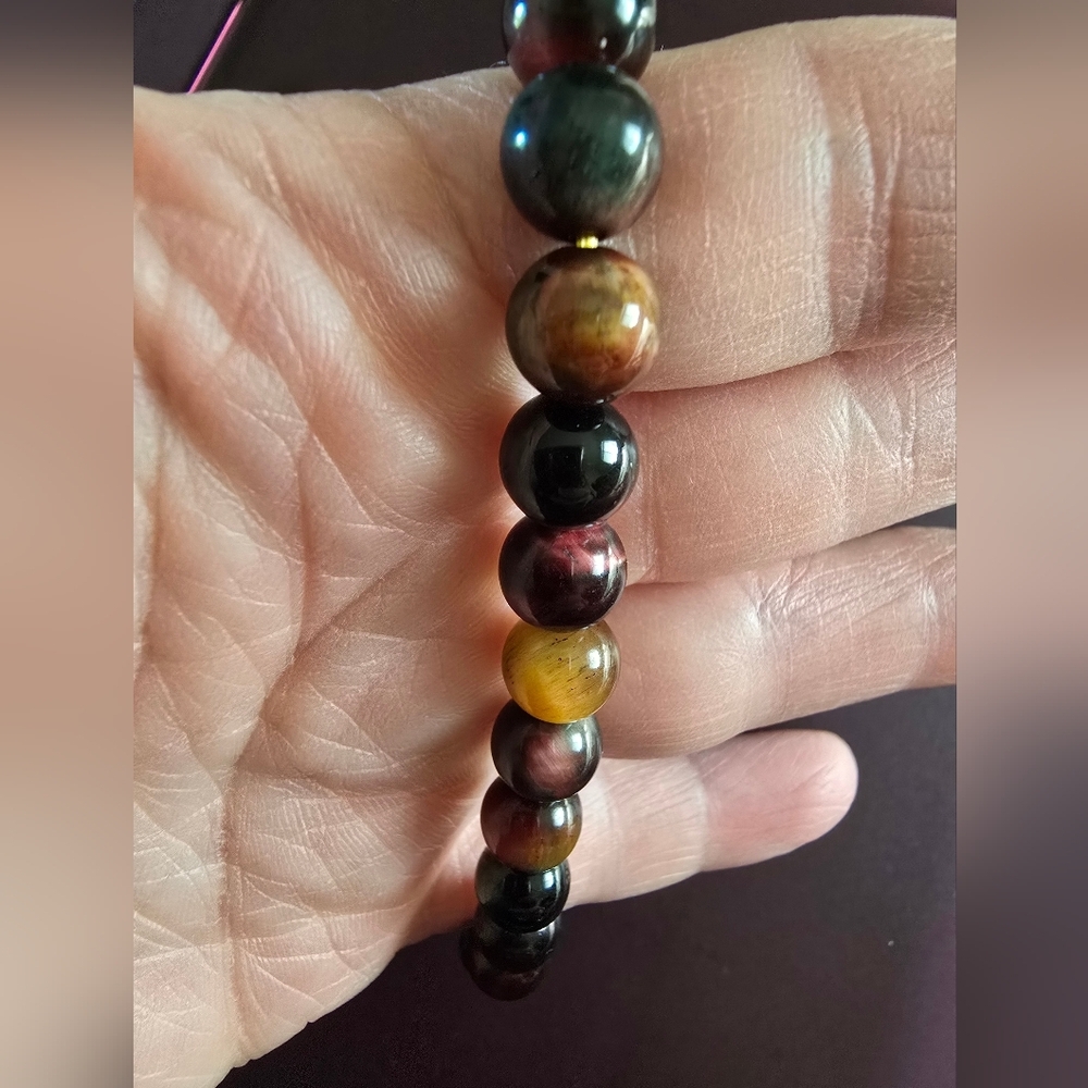 8mm Peacock Tiger Eye Bracelet ON SALE - Picture 5 of 9